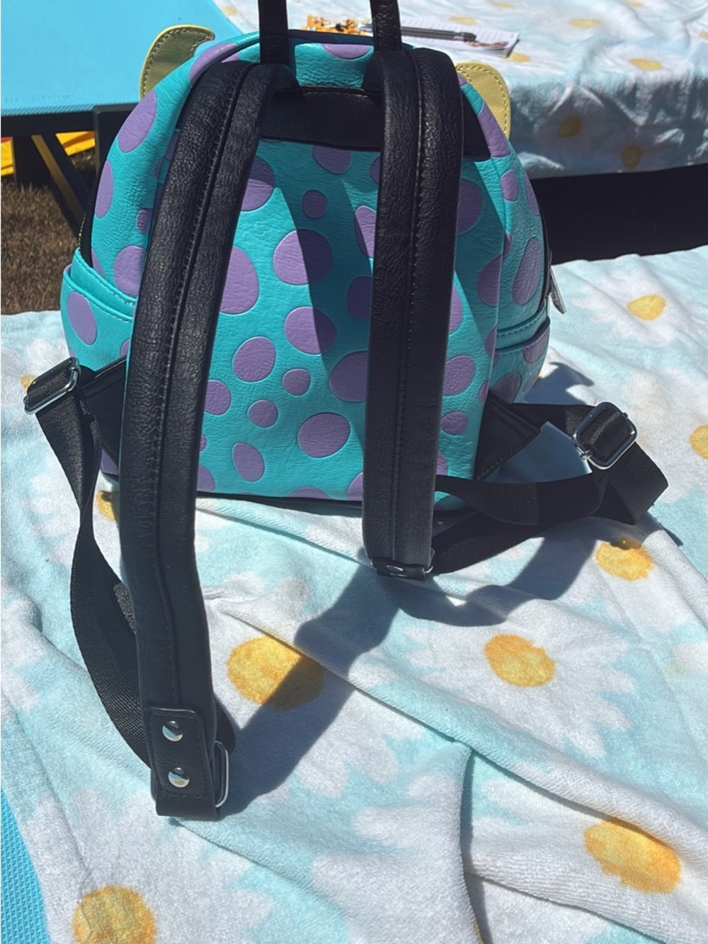 Loungefly Teal & Purple Sulley Mini Backpack with Yellow Horns - Picture 2 of 2